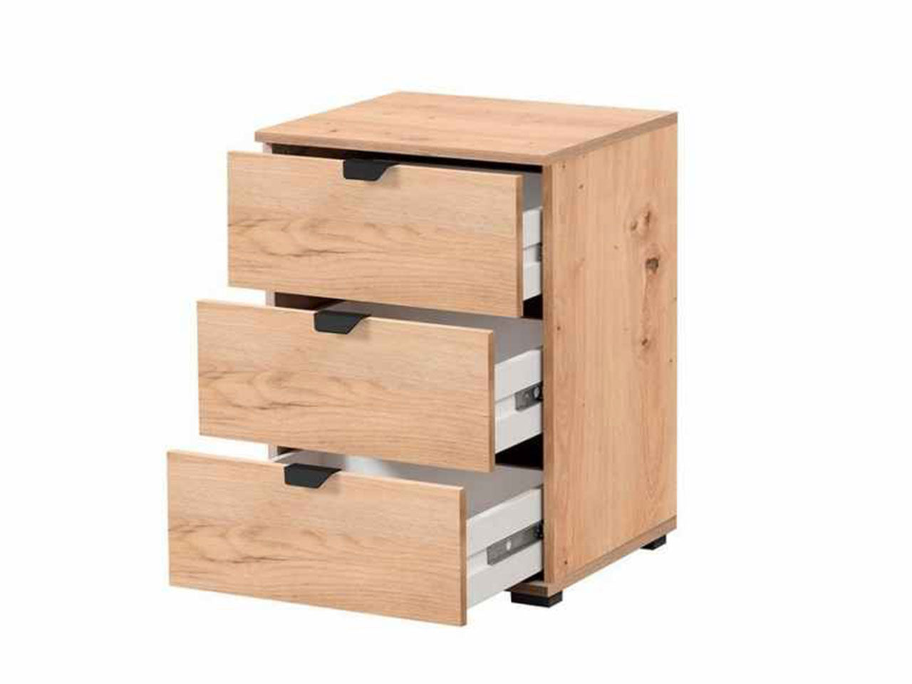 Comodino linea swiss con 3 cassetti in rovere anticato
