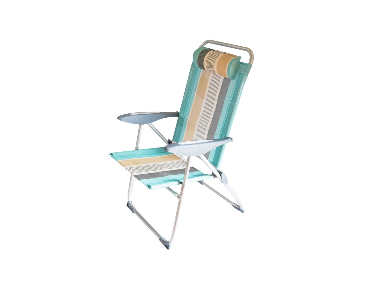 Sedia a sdraio Tropea reclinabile con  poggiatesta in metallo e tessuto multicolor, 110x57x73 cm - Frada