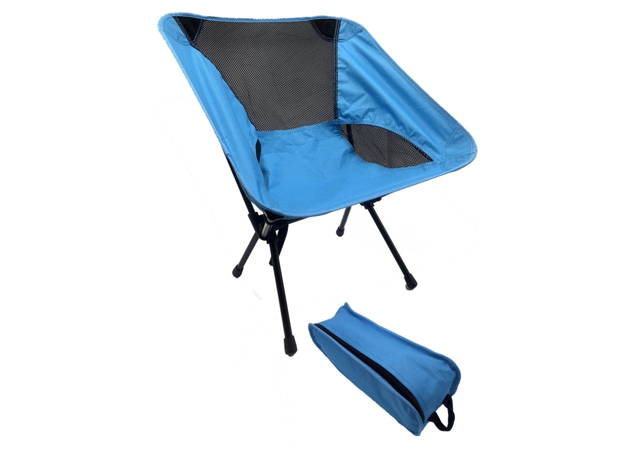 Sedia da campeggio pieghevole Smart in tessuto blu con custodia, 56x52x64 cm - Frada
