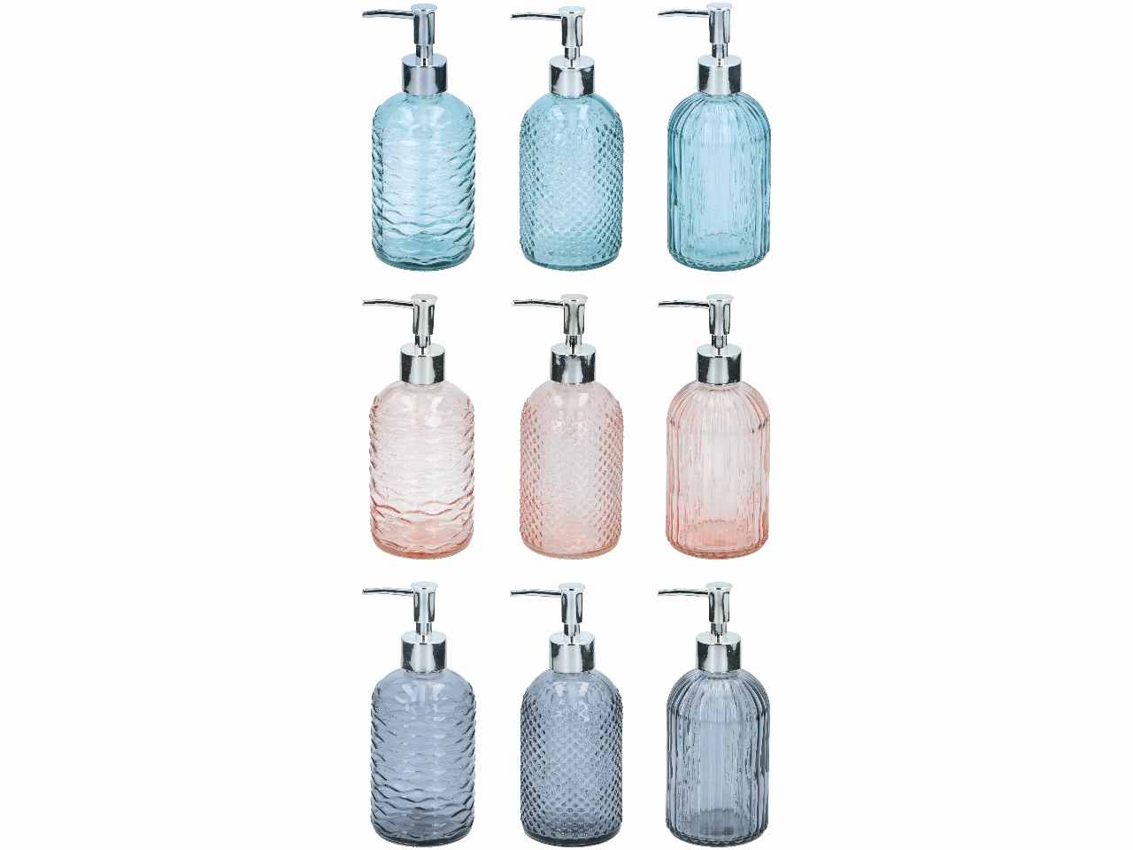 Bath&shower dispenser per sapone in vetro 400ml 19x7x7cm in 3 colori assortiti