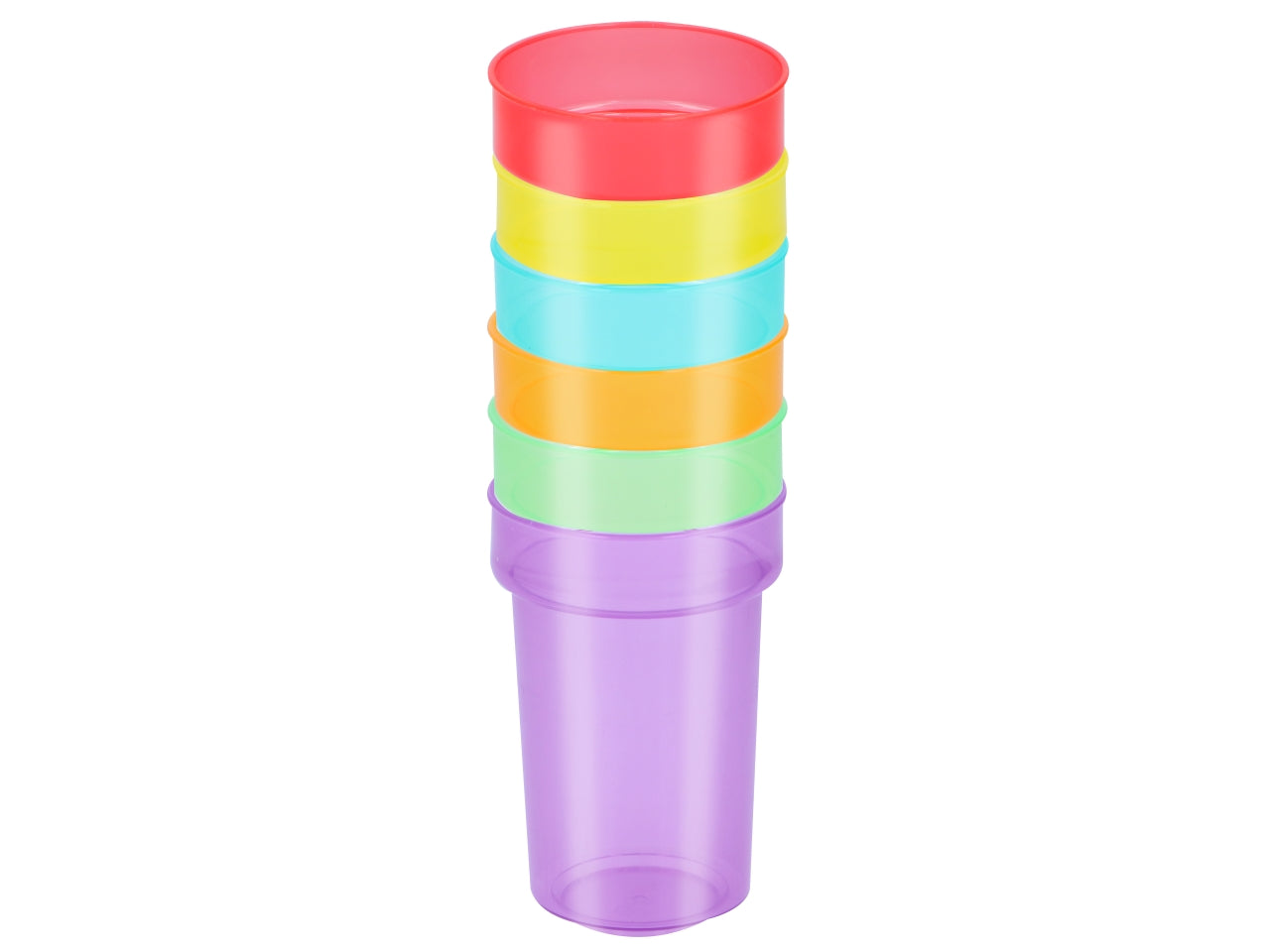 Set di 6 bicchieri colorati con cannuccia in polipropilene 390ml 8x12,3cm