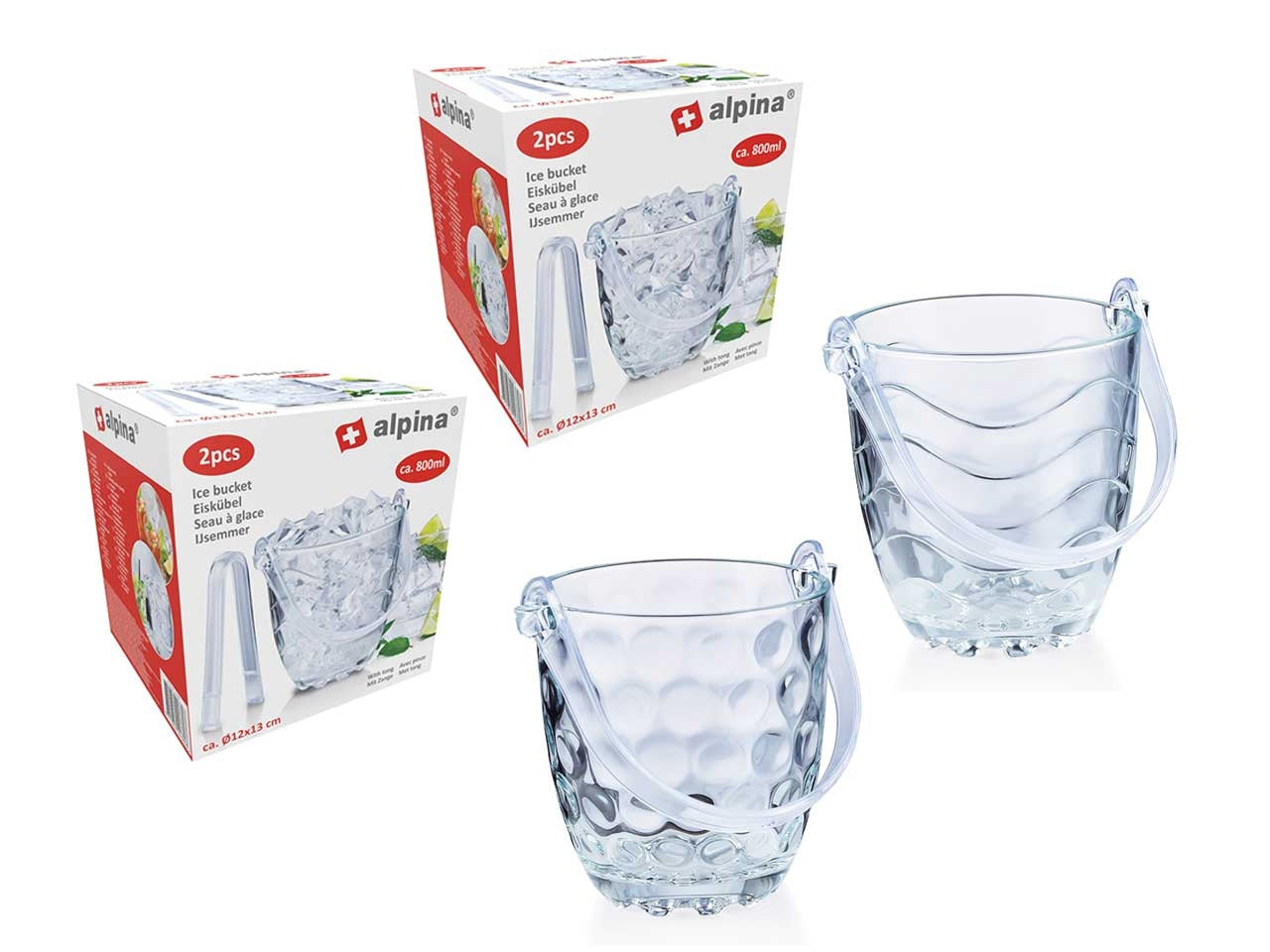 Secchiello per ghiaccio con pinza - 820ml 15x11,8x12,6cm