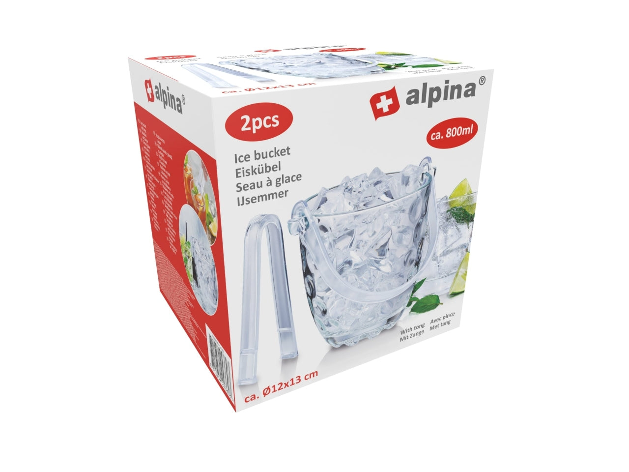 Secchiello per ghiaccio con pinza - 820ml 15x11,8x12,6cm