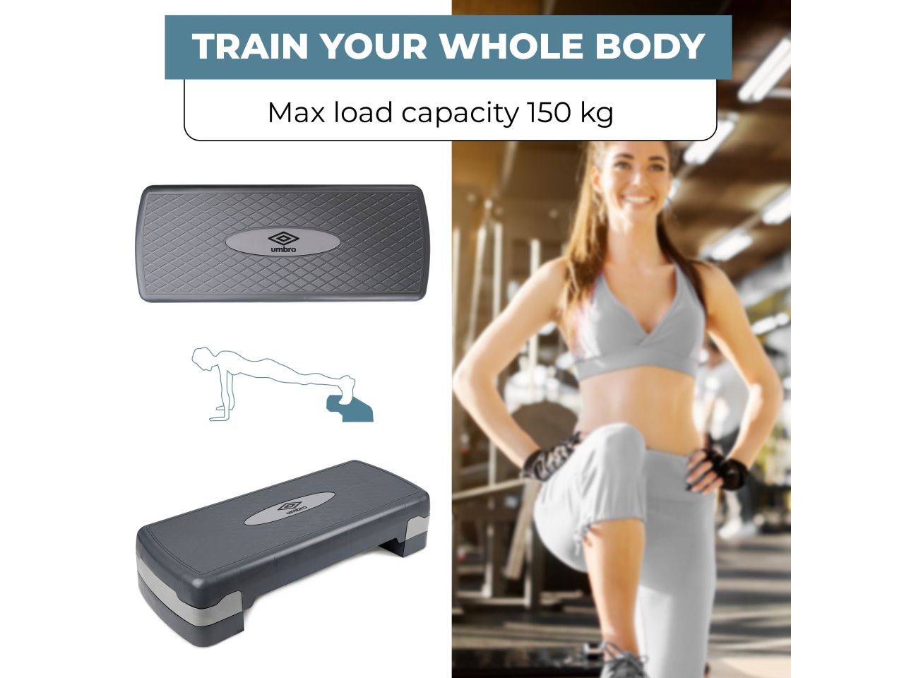Pedana aerobica da 10 a 15cm in polipropilene max 150kg misura 70x29,7x11,5cm marca umbro