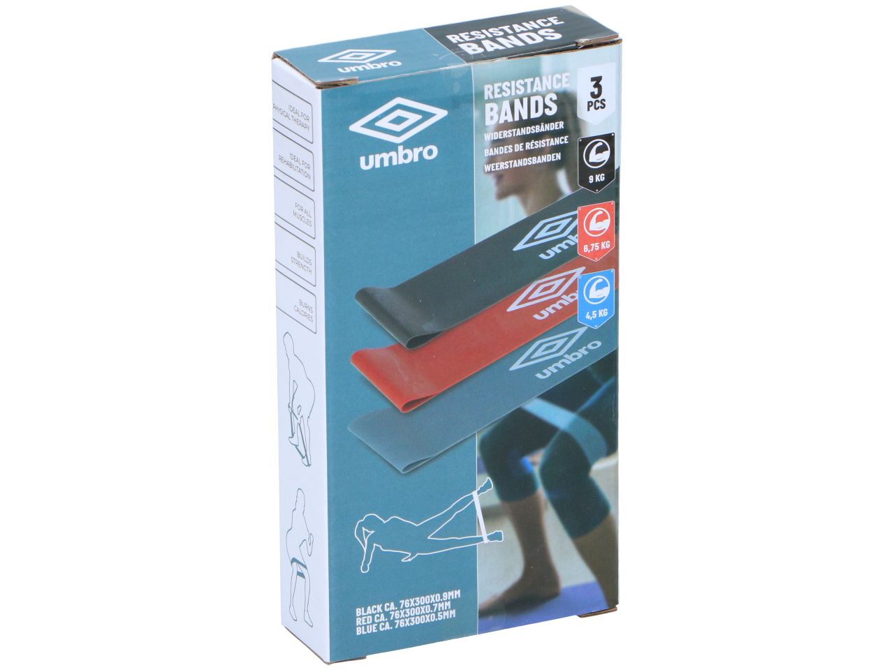 Set bande elastiche da 30cm 3 pezzi marca umbro