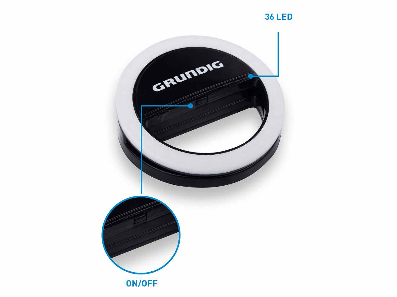 Grundig anello 36 led per selfie 8,5x8,5x3cm