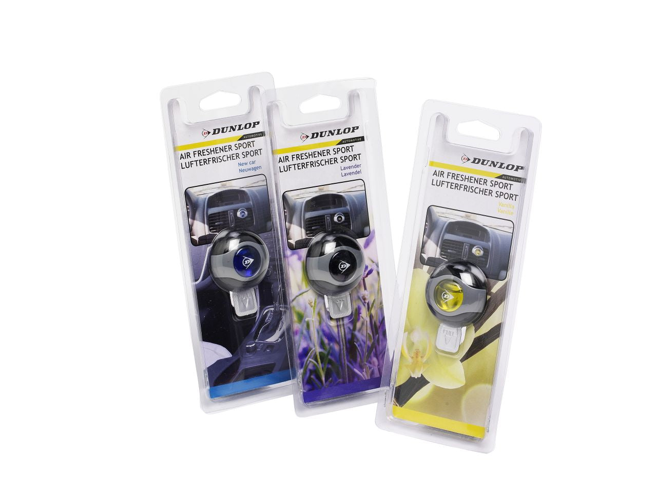Deodoranti per auto 18 pezzi 3 assortimenti vaniglia nuovo lavanda misura 4x3x3cm marca dunlop vehicle
