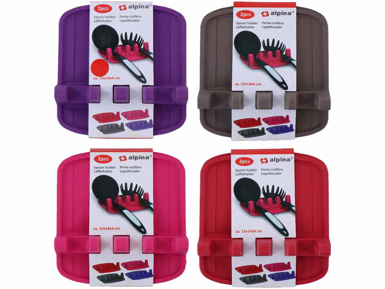 Alpina porta utensili da cucina 2 pezzi in gomma termoplastica 15x14x4cm