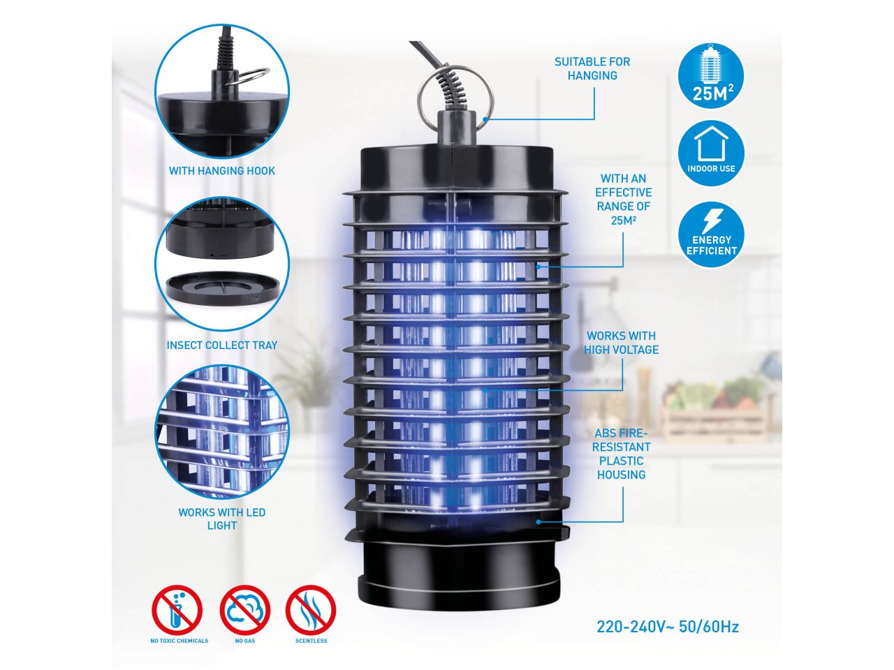 Lampada cattura insetti 1w 230v misura 21x10x10cm marca grundig