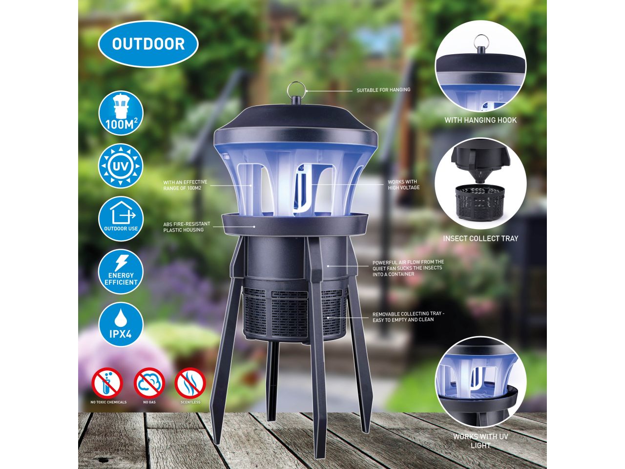 Lampada cattura insetti 9w 230v misure 21,5x21,5x32cm marca grundig