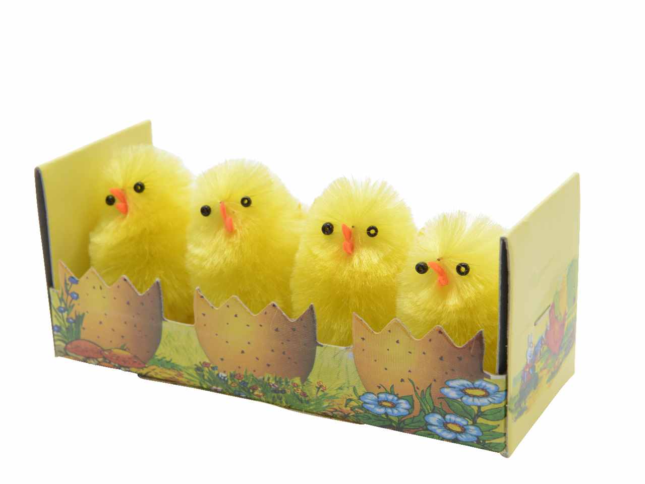Pulcino decorativo pasquale in ciniglia in box da 4 pezzi 3.5xh.4cm