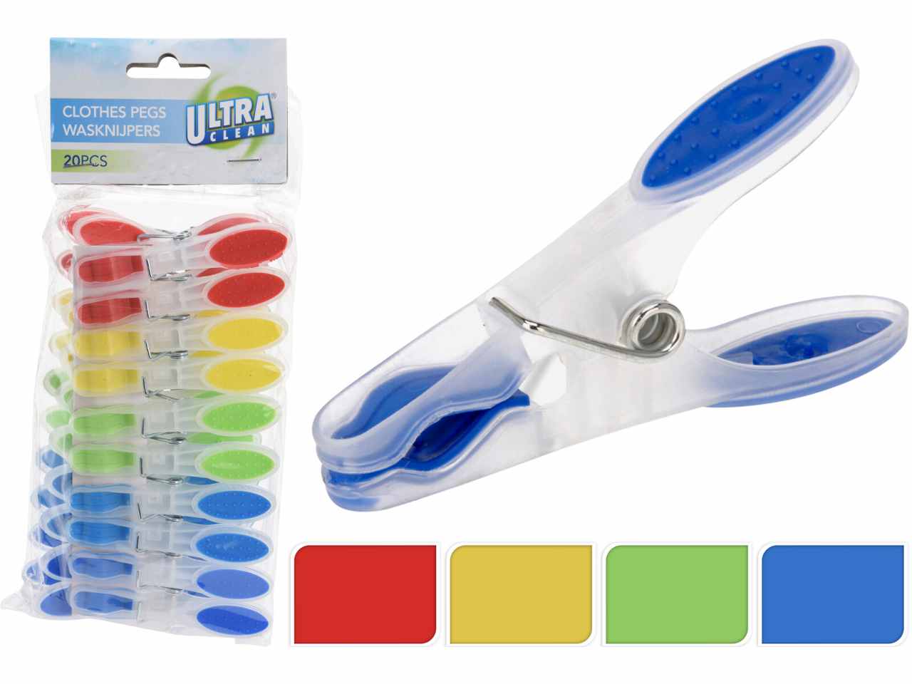 Mollette per bucato in plastica colorate 20 pezzi