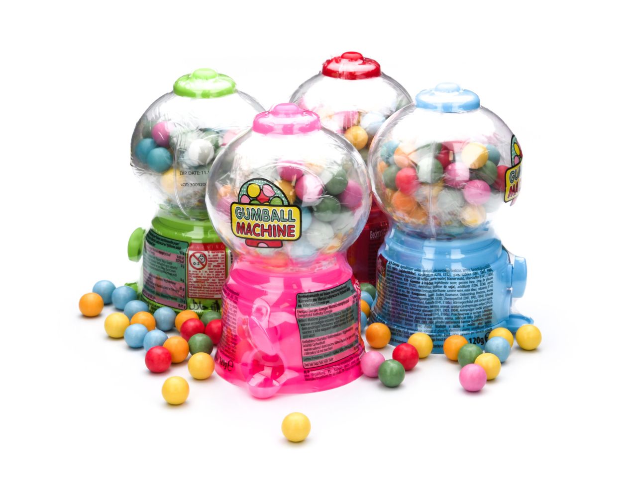 Dispenser con chewingum in 4 colori assortiti