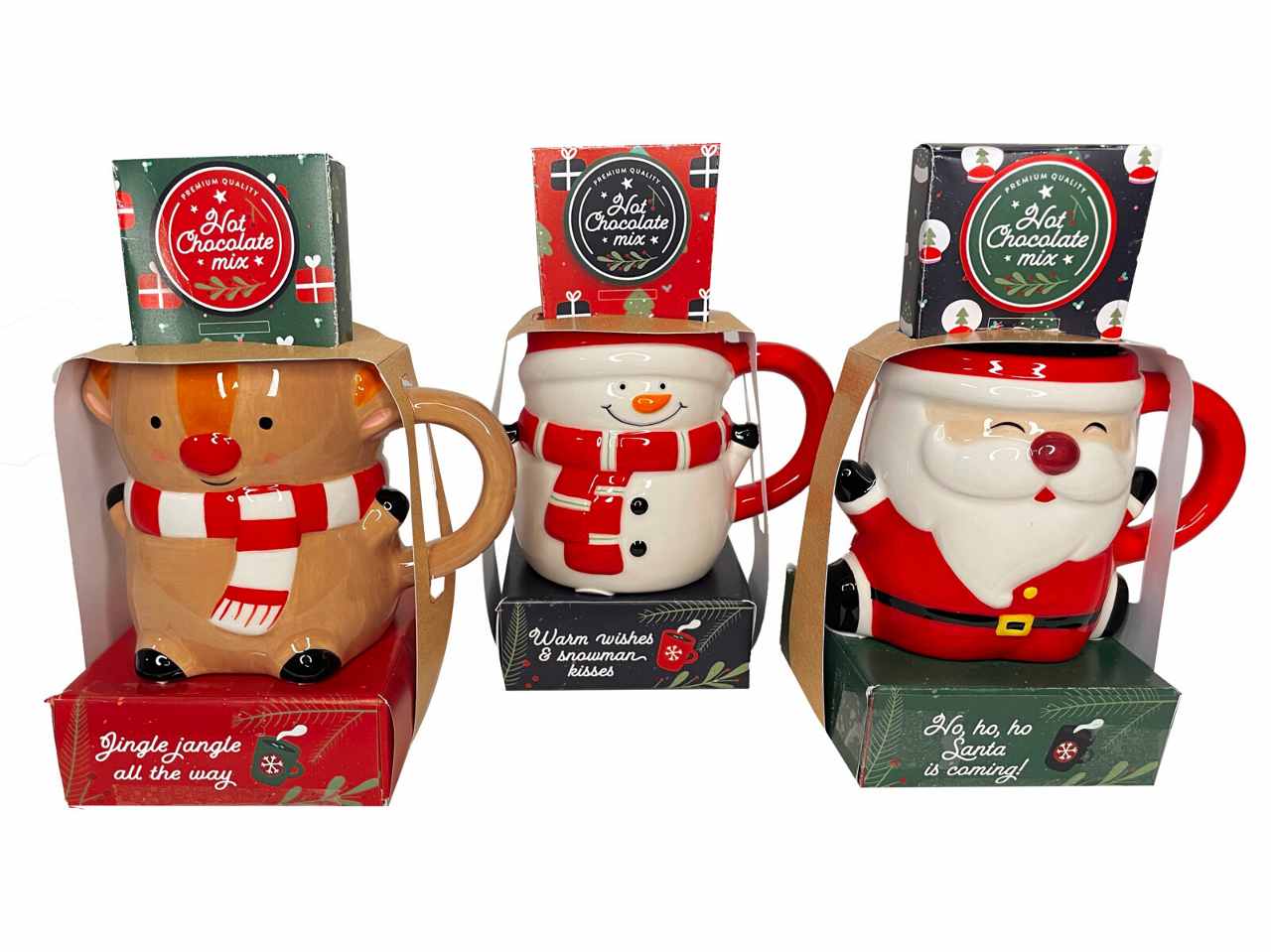 Mug figura natalizia con bevanda in 3 assortimenti