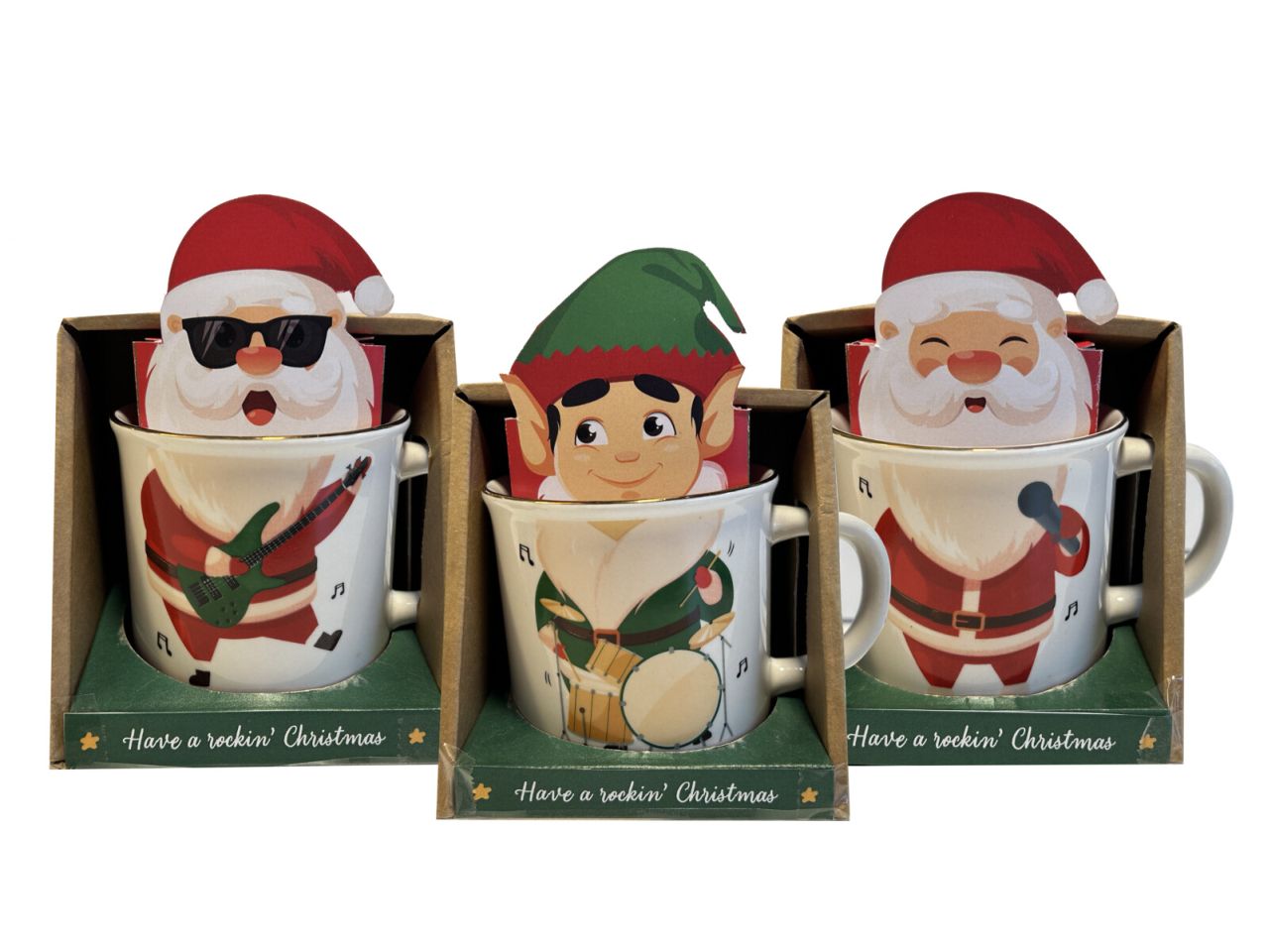 Mug banda gioiosa natalizia con ciocco in 2 assortimenti