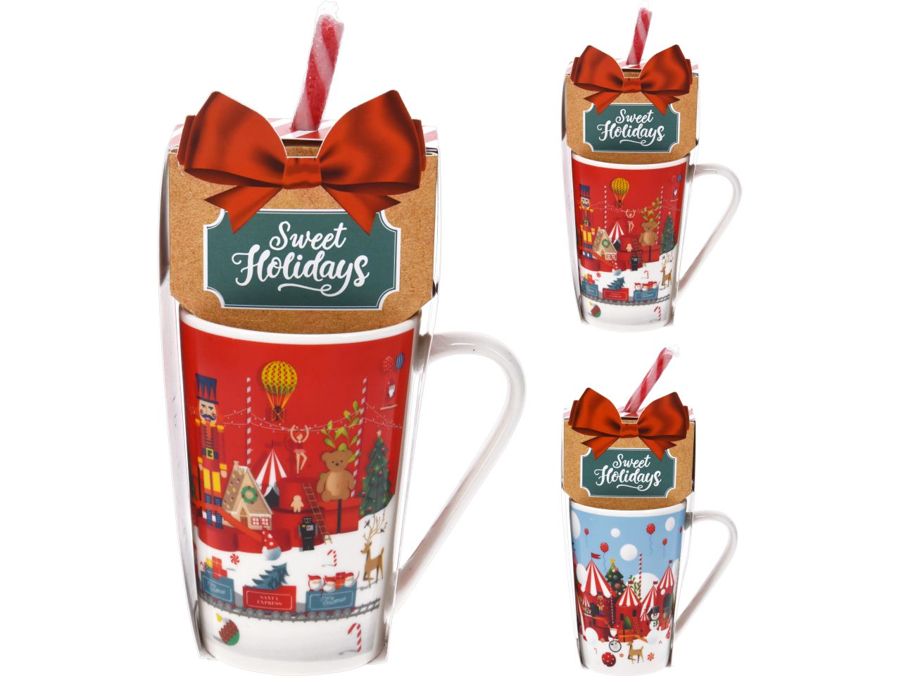 Mug decorazione natalizia con bevanda in 3 assortimenti