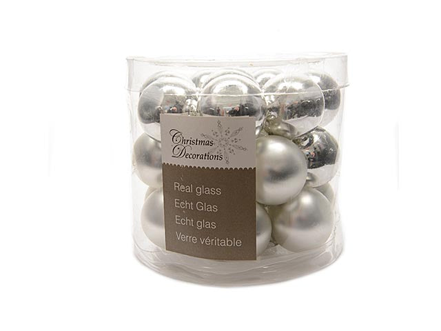 Palline natalizie argento in vetro diametro 2,5cm - 24 pezzi