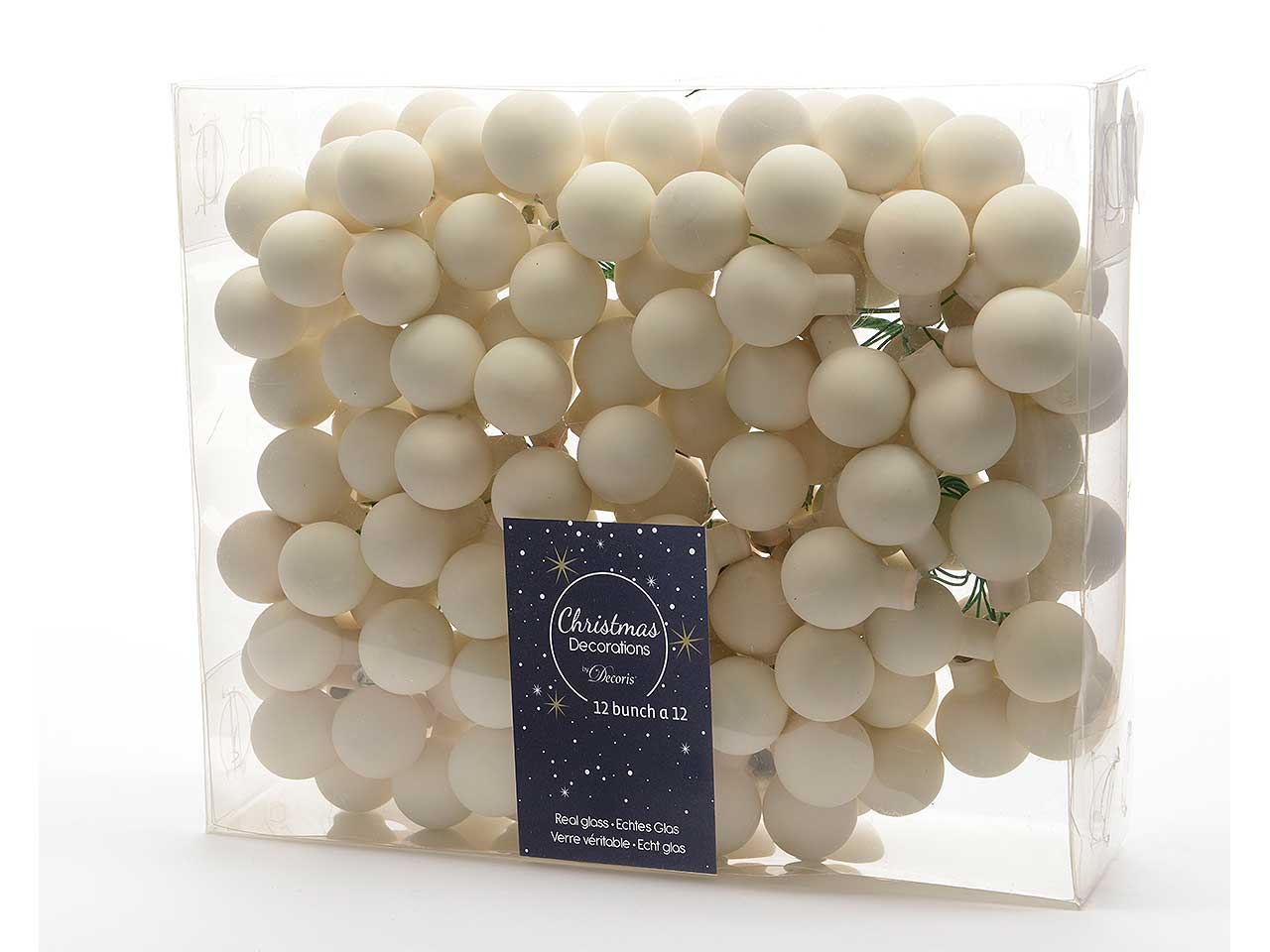Palline natalizie opaco bianco in vetro diametro 2,5cm - 144 pezzi
