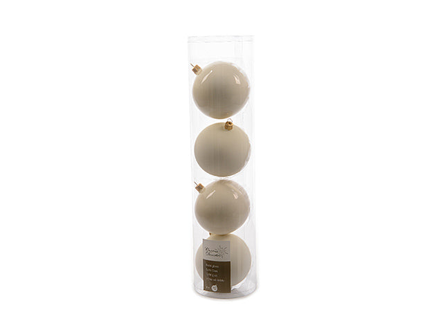 Palline di natale in vetro finitura smaltata e opaca colore bianco lana misura d.10cm