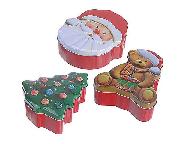 Scatola latta natale 3 forme