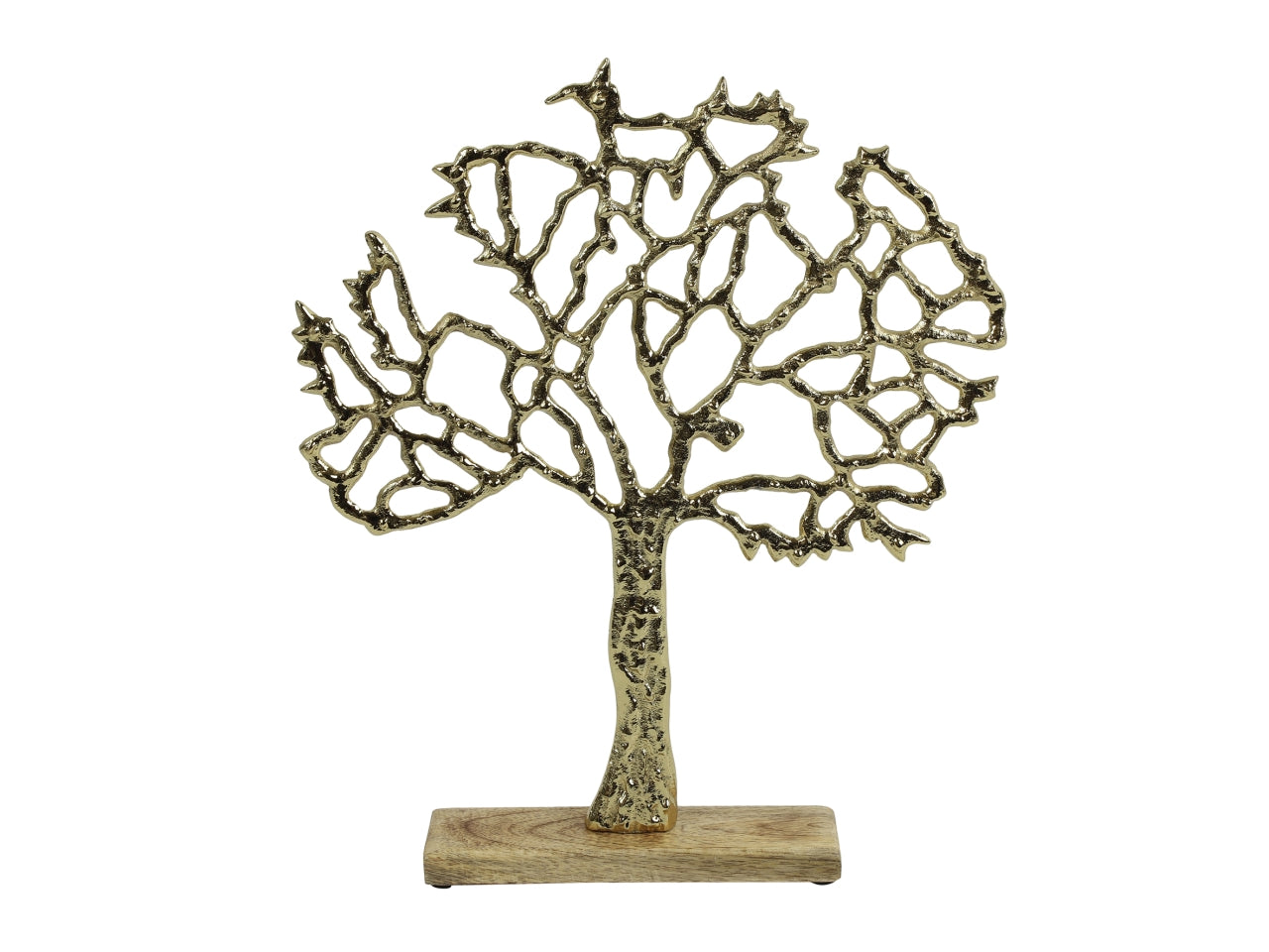Albero decorativo in metallo e legno scandinavo dorato opaco 5x31x37 cm - Countryfield