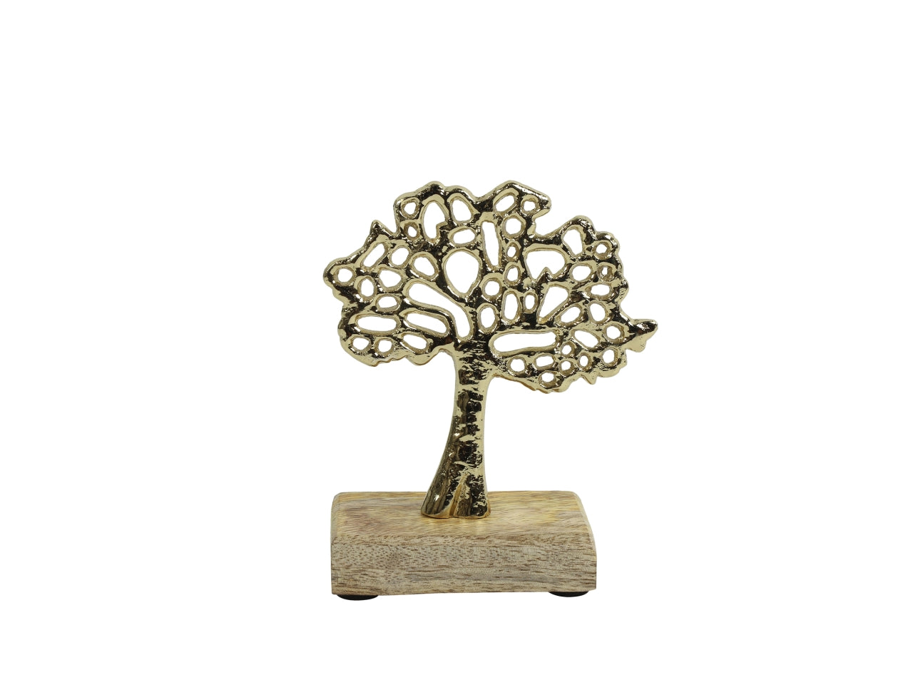 Albero decorativo in metallo e legno scandinavo dorato opaco 4x10x12 cm - Countryfield