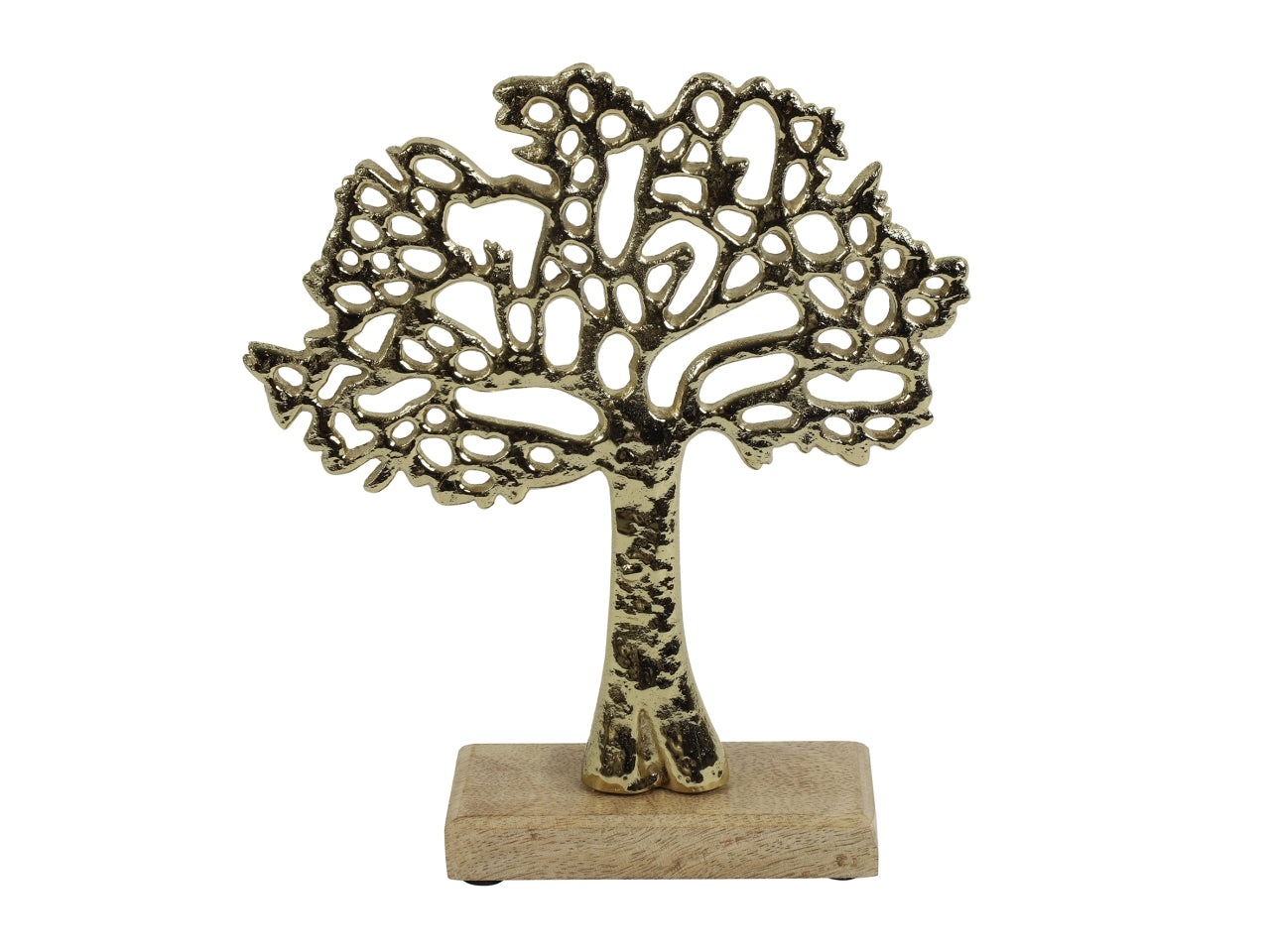Albero decorativo in metallo e legno scandinavo dorato opaco 5x19x22 cm - Countryfield