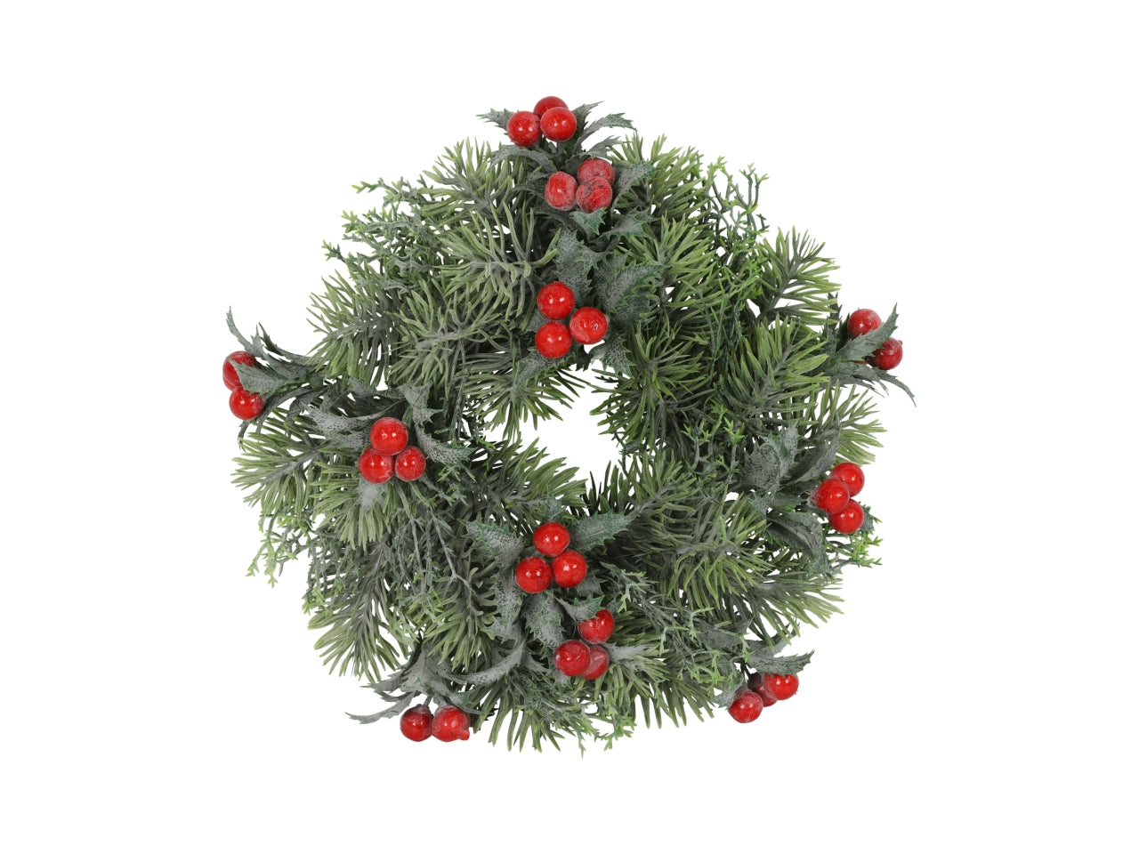 Ghirlanda verde con bacche rosse in plastica 24x10 cm - Countryfield
