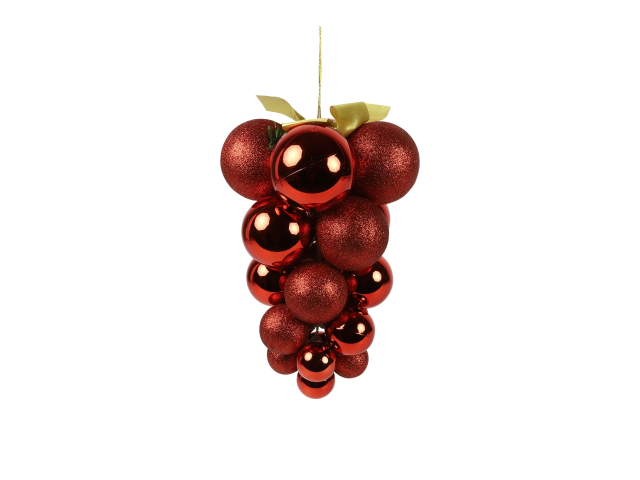 Pendente natalizio rosso in plastica a grappolo 20x29 cm - Countryfield
