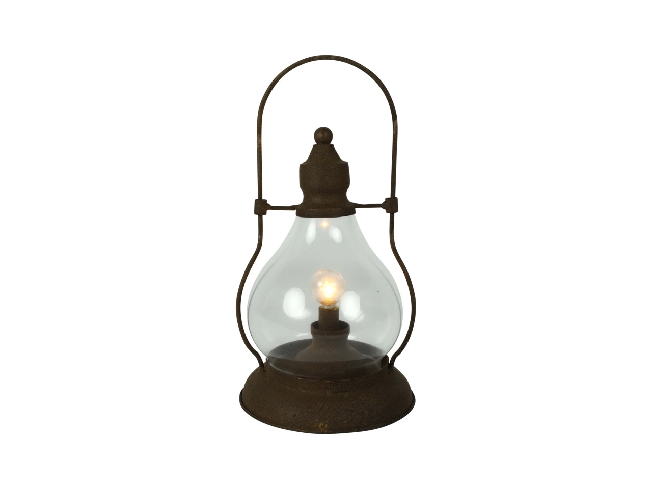 Lanterna in metallo vintage ruggine a led 15x14,5x28 cm - Countryfield