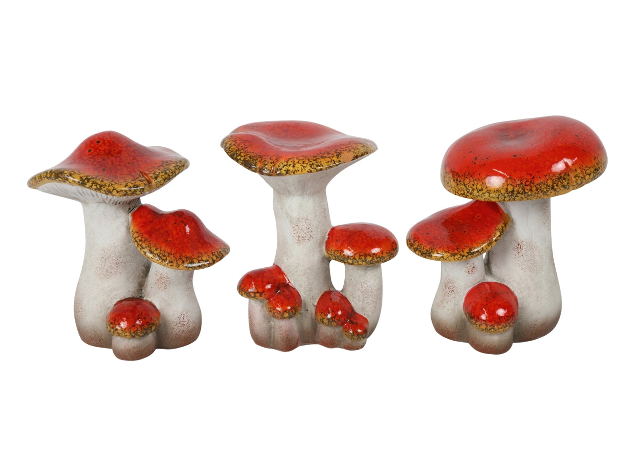 Fungo decorativo in ceramica effetto naturale rosso corallo e bianco 17x14x18,5 cm - Countryfield
