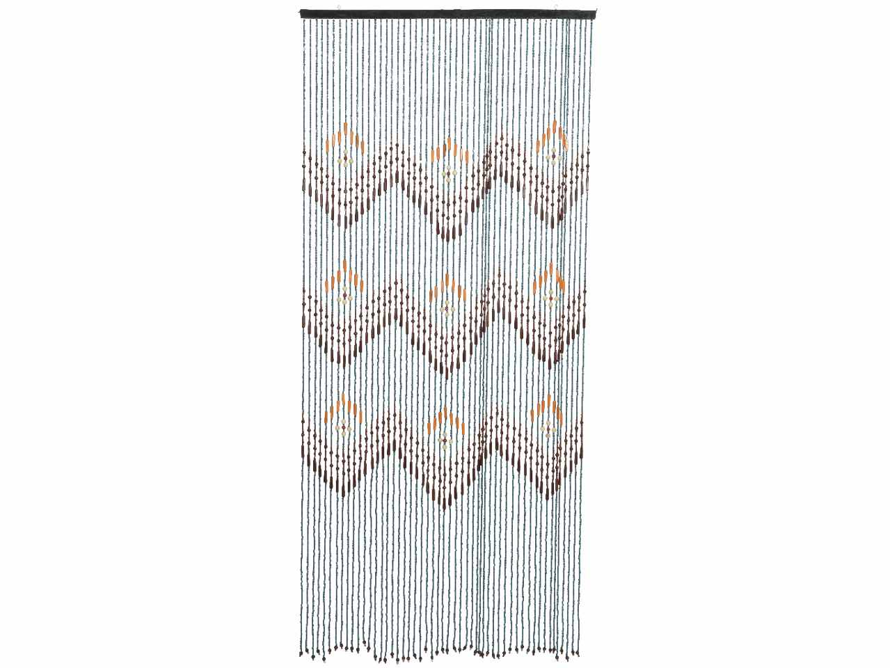 Tenda con perline di bamboo e barra in legno di pino 2 colori assortiti 90xh.200cm