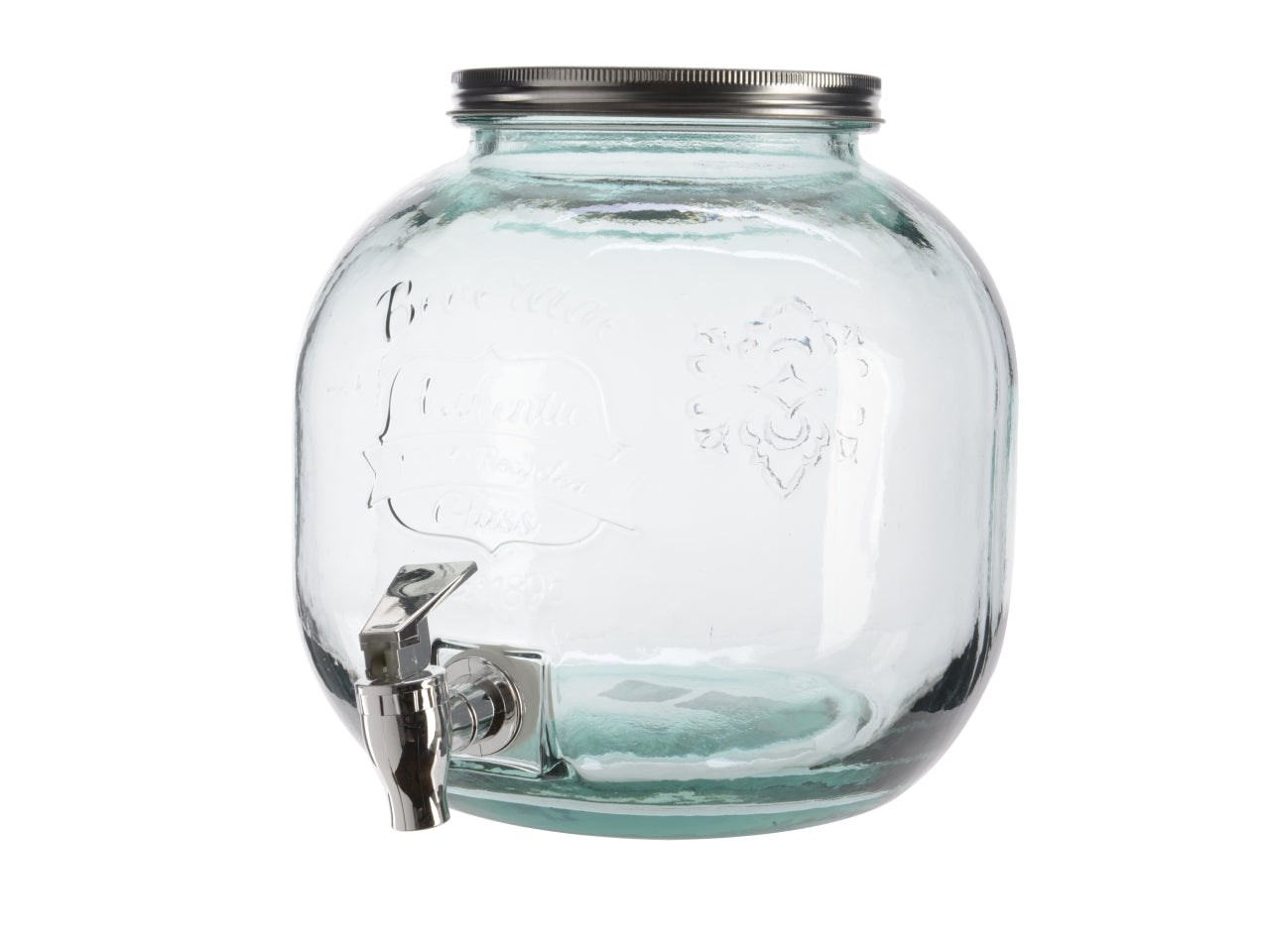 Barattolo con rubinetto per acqua in vetro riciclato h.24xd.23cm