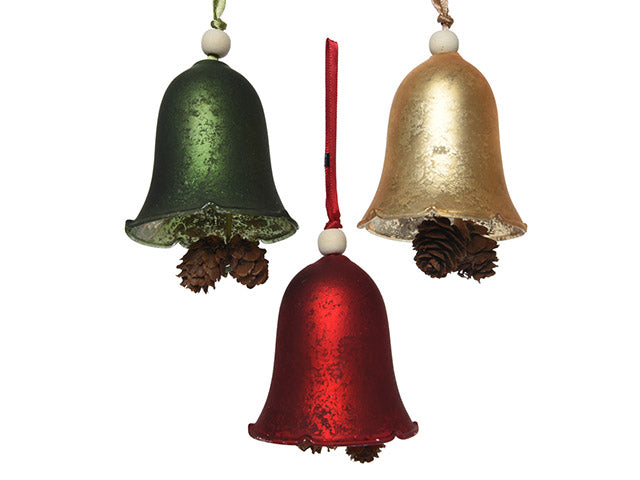 Pendente natalizio campana in vetro 8cm diametro 8cm