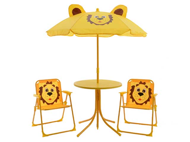 Set sedie 2 pezzi + tavolo con ombrellone leone
