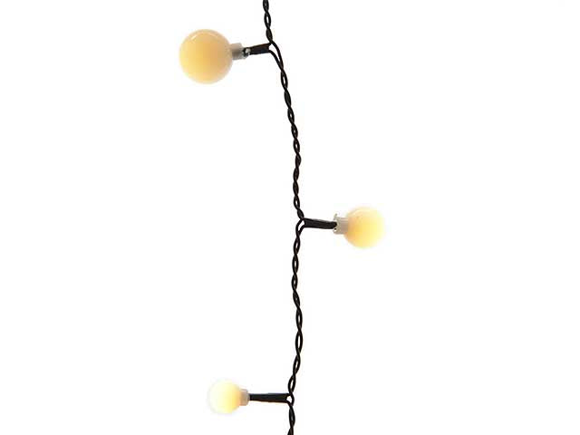 Luci natalizie led fisse a ciliegina per uso esterno colore nero bianco caldo misura lun.1800cm misura del led 5mm numero di led 240