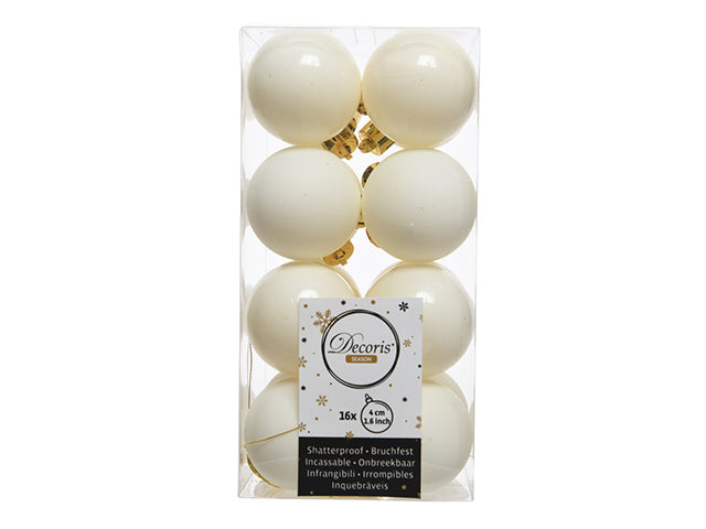 Palline di natale infrangibili colore bianco lana misura d.4cm