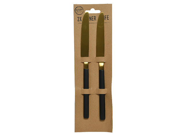 Coltello 0.65x1.7x22.2cm oro/nero2 pezzi607660