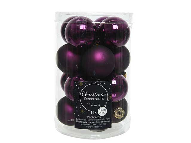 Palline natalizie viola in vetro diametro 3,5cm