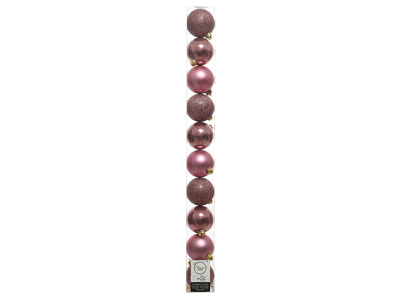 Palline di natale infrangibili finitura lucida, opaca e glitterata colore rosa velluto misura d.6cm