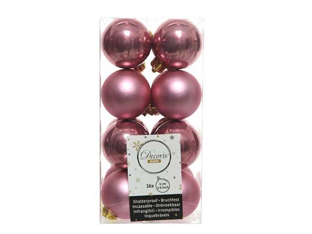 Palline di natale infrangibili colore rosa velluto misura d.4cm