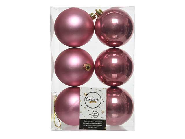 Palline di natale infrangibili colore rosa velluto misura d.8cm