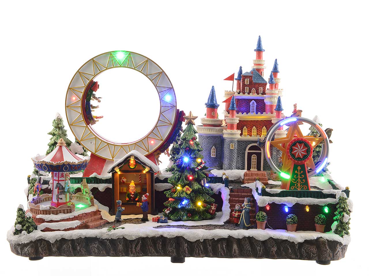 Scenario natalizio in poliresina con led per uso interno colore multicolore misura lun.25cm x lar.50cm x alt.33cm  5mm  43
