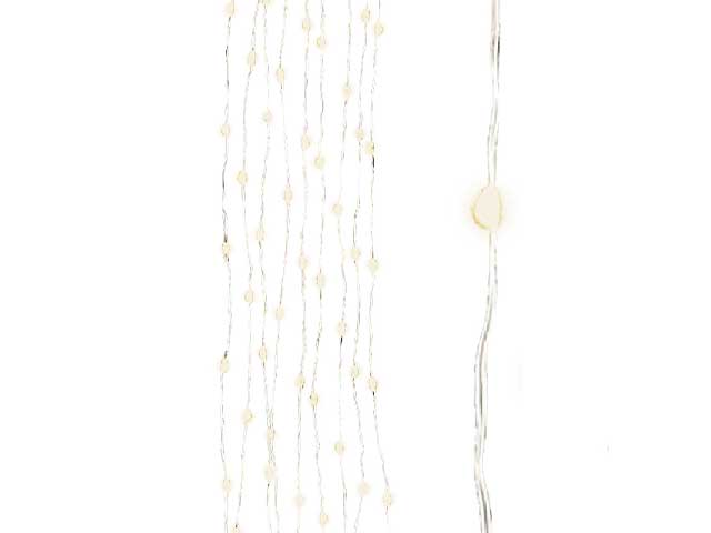 Catena luci filo argentato 100 microled bianco caldo uso esterno 497051