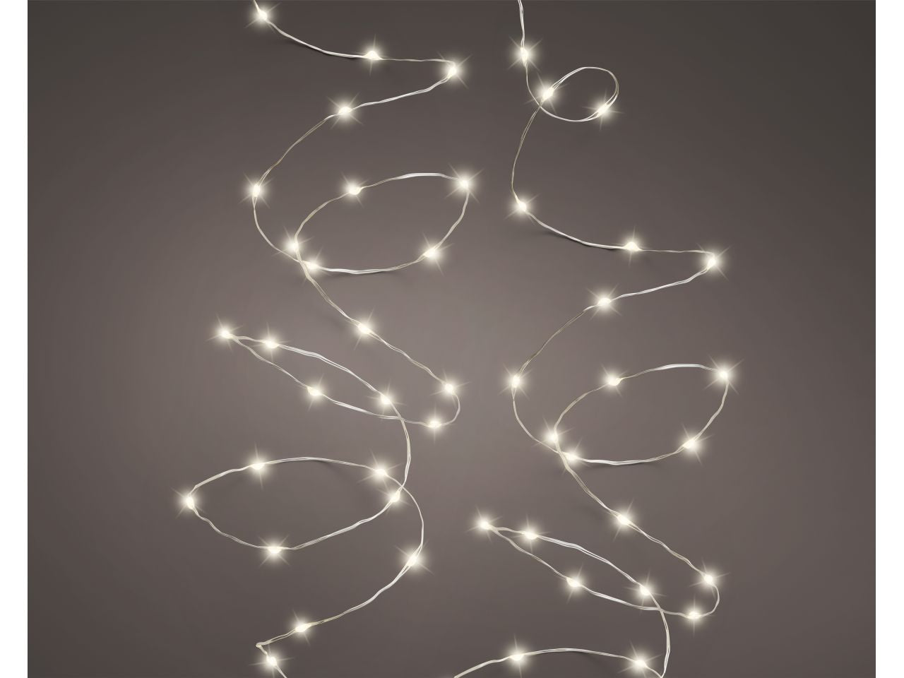 Luci natalizie micro catena led con 8 funzioni effetto scintillio colore argento bianco caldo misura lun.595cm misura del led micro numero di led 120