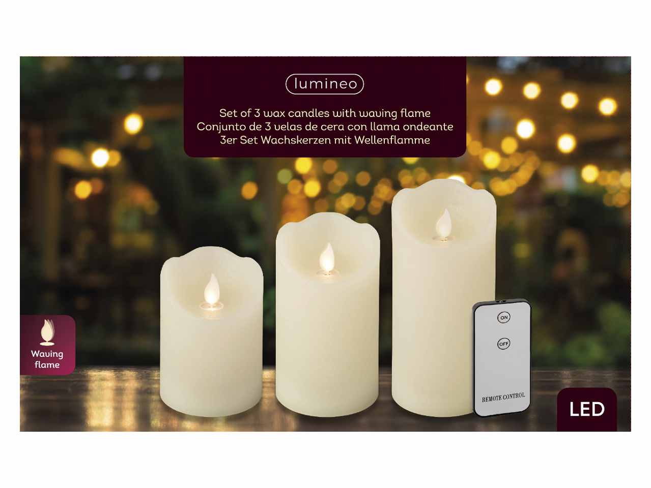 Candela led 15xd.7,5cm con funzionamento a batteria e uso interno crema/ bianco caldo
