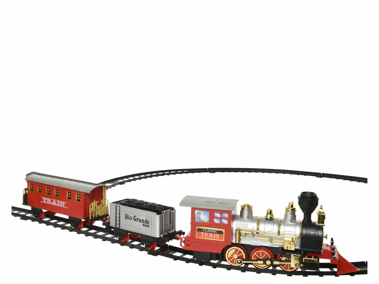 Treno in plastica con luci 345cm con funzionamento a batteria, uso interno