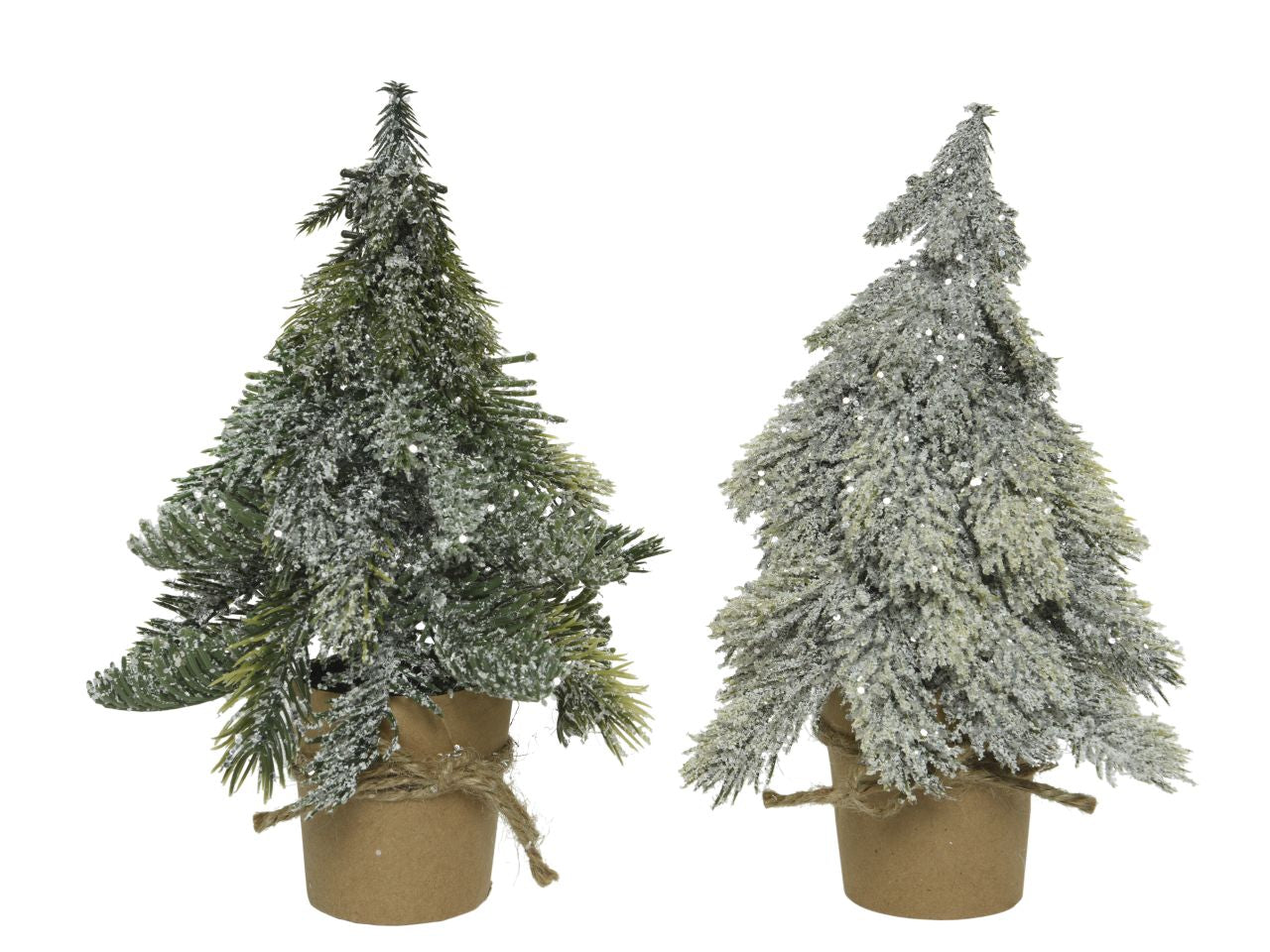Albero di natale mini glitterato per uso interno colore verde bianco misura alt.25cmd.16cm
