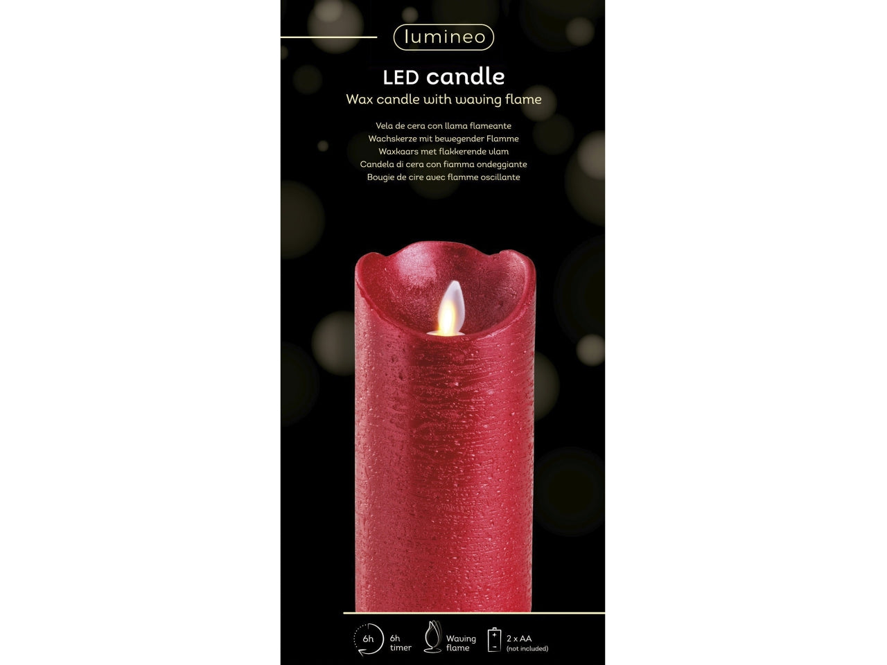 Candela ondeggiante a led d.7,5x15cm rossa