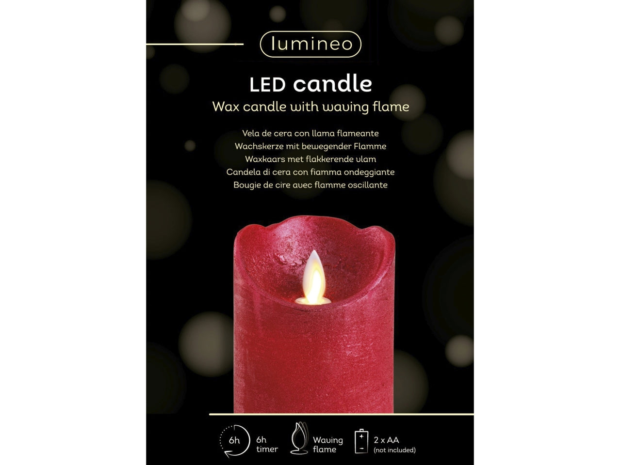 Candela ondeggiante a led d.7,5x10cm rossa